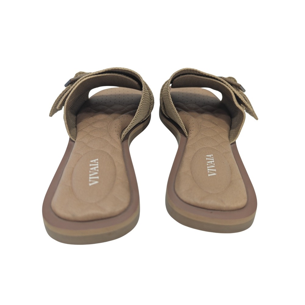Vivaia Micah Pillow Top Slide Sandals Tan Knit Buckle Sustainable EU 40 US 9 - Picture 7 of 10